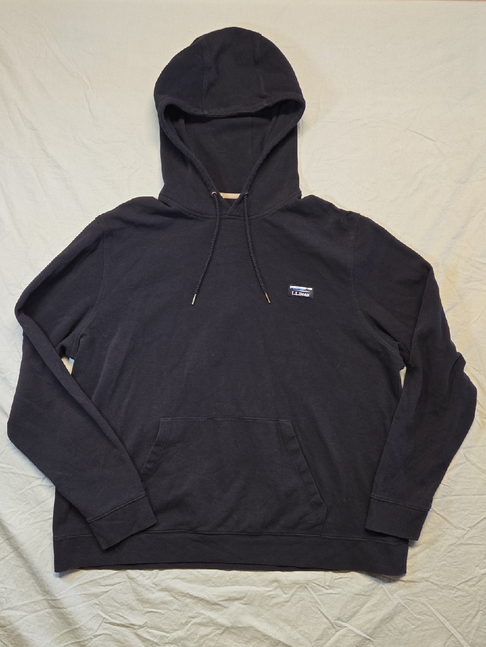 L.L. Bean Navy Blue Cotton Blend Pullover Hoodie Sweater